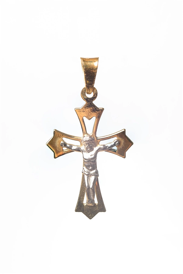 Zlatý kombinovaný prívesok Ježiš na kríži PR007
