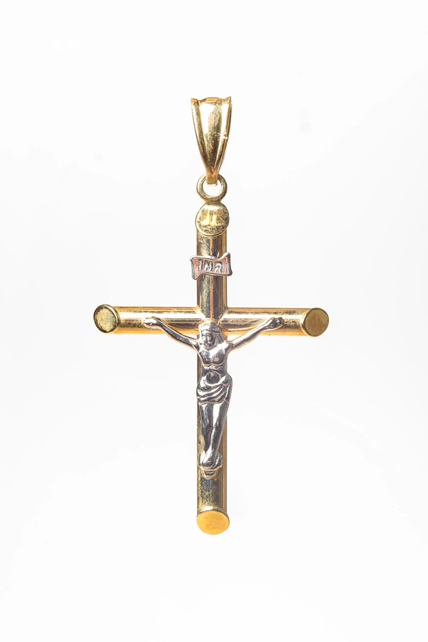 Zlatý kombinovaný prívesok Ježiš na kríži PR012