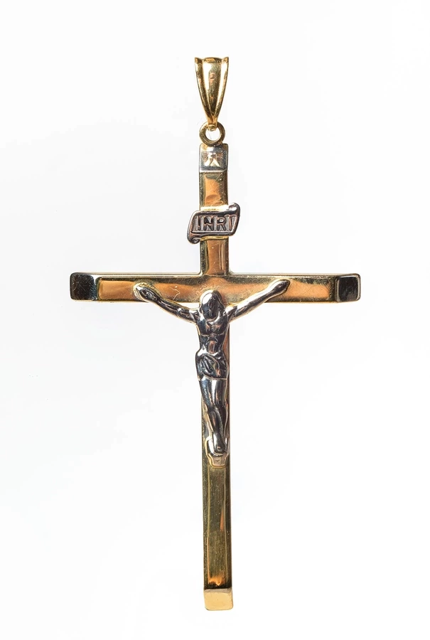 Zlatý kombinovaný prívesok Ježiš na kríži PR041