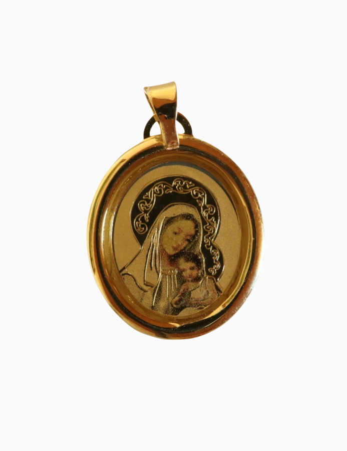 Zlatý okrúhly medailón Madona s dieťaťom TinMa