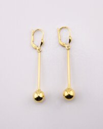 Náušnice s visiacou guľôčkou 9mm v žitom zlate