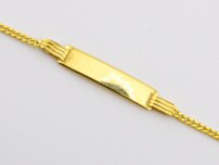 Detský náramok zo žltého zlata s obdĺžnikovou hladkou platničkou