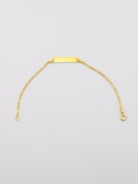 Detský náramok zo žltého zlata s obdĺžnikovou hladkou platničkou