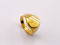 Pánsky pečatný prsteň s matovaním a gravírom, 14K