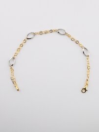 Zlatý náramok z bieleho a žltého zlata s oválnymi očkami