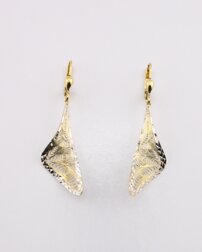 Zlaté dvojfarebné visiace náušnice s gravírom