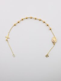 Náramok ruženec s hladkými guľôčkami, 14K