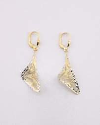 Zlaté dvojfarebné visiace náušnice s gravírom