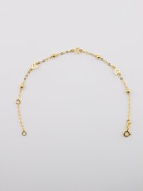 Zlatý náramok so srdiečkami a guľôčkami